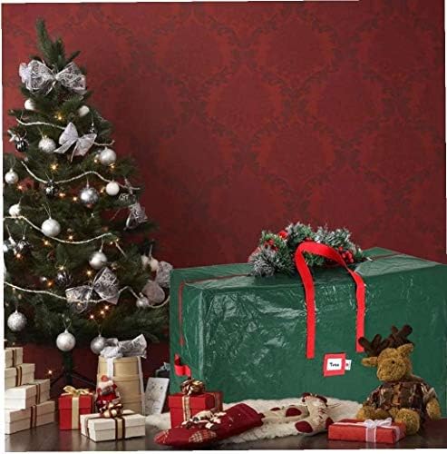 LJFYXZ Noel Ağacı Saklama Çantası, Malzeme Koruyucu Taşıma Saplı Fermuarlı Çanta, Dayanıklı, Su Geçirmez, Fermuarlı Cep (Yeşil)