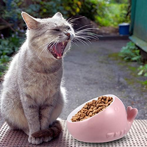 ULTECHNOVO Caremic Kedi Maması Kasesi Tilted Animal Serisi-Tilted Cat Snack Bowl