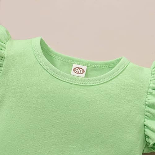 LYSMuch Toddler Bebek Kız T Shirt Fırfır Kolsuz Çocuklar Pamuk Tshirt Düz Renk Bluz