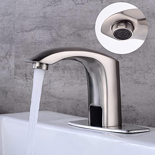 Gangang Fotoselli BathroomSensor Musluk Otomatik Lavabo Sıcak Soğuk Su Dokunun Mikser ile Güverte Plaka (Nikel Fırça) …