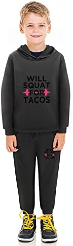 Tacos gençlik kazak Hoodies Sweatpants takım elbise 2 parça uzun kollu kazak kapüşonlu Set için çömelme
