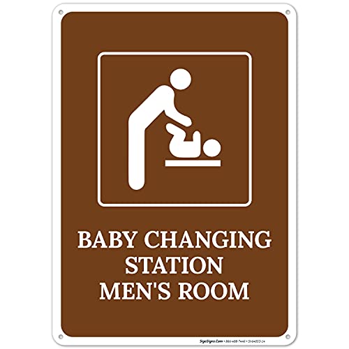 Bebek Değiştirme İstasyonu Erkek Odası Tabelası, 10x14 İnç, Pas İçermez .040 Alüminyum, Solmaya Dayanıklı, Sigo İşaretleri ile