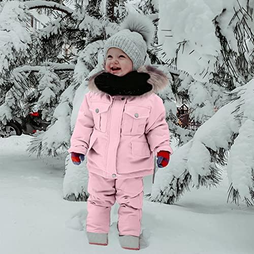 Bebek Kız Erkek Kış Kalın Sıcak Kapşonlu uzun kaban Aşağı Paraks Tulum Snowsuit Set Ceket Snowsuit Dış Giyim A26