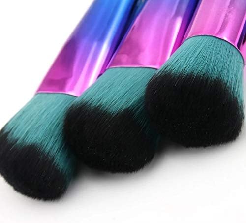 FENXİXİ 7 Renkli makyaj fırça seti Degrade Mavi Ahşap Saplı Güzellik Makyaj Fırça Seti Göz Farı Fırçası