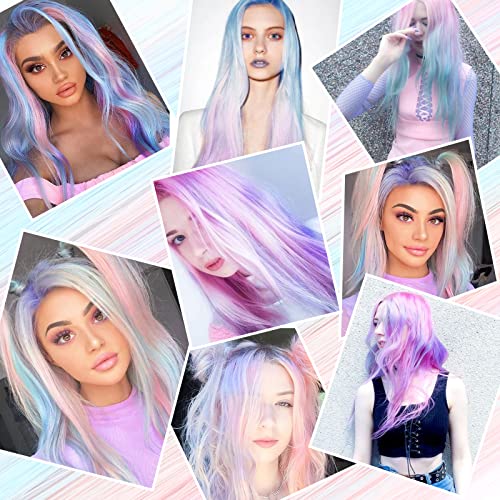 36 PCS Renkli klipsli postiş 20 inç Renkli düz saç ekleme Klip Kadınlar için Karışık Renk Sentetik Hairpieces Cosplay Parti Golleri