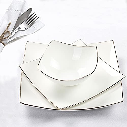 sofra Avrupa Kemik Kare yemek tabağı Biftek Yemekleri Salata çorba kaseleri Yüksek Beyaz porselen yemek takımı seti Unisex