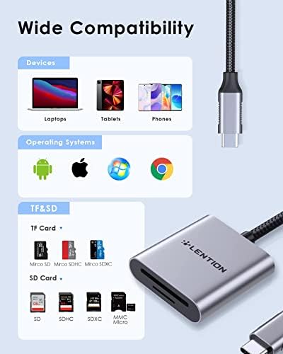 LENTION USB C SD / Mikro SD Kart Okuyucu, Tip C SD 3.0 Kart Adaptörü Uyumlu 2021- MacBook Pro 13/15/16, Yeni Mac Hava/iPad