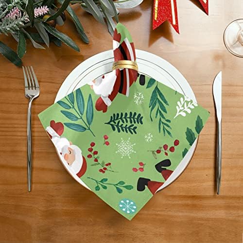 Sevimli Noel Noel Baba Bez Peçete Yemeği Masa Peçeteler Yıkanabilir Polyester Peçeteler Ziyafet Düğün Festivali için 20x20 İnç