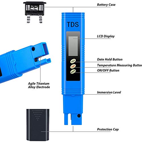TDS Su Kalitesi Test Cihazı-TDS, EC ve Sıcaklık Ölçer 3'ü 1 arada, 0-9999 ppm Metre, LCD Ekran, Dijital TDS Metre, 1'li Paket