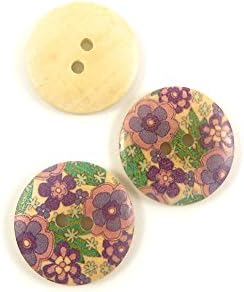 10 ADET Dikiş Kavramlar Malzemeleri Bağlantı Elemanları Düğmeler Dikmek 07112 Pembe Mor Çiçekler Yuvarlak Ahşap Karikatür Sanat
