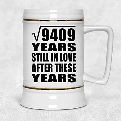 97th Yıldönümü Karekök 9409 Yıl Sonra Hala Aşık Yıl-22 oz Bira Stein Seramik Bar Kupa Tankard Drinkware-Eşi Koca Kadınlar için