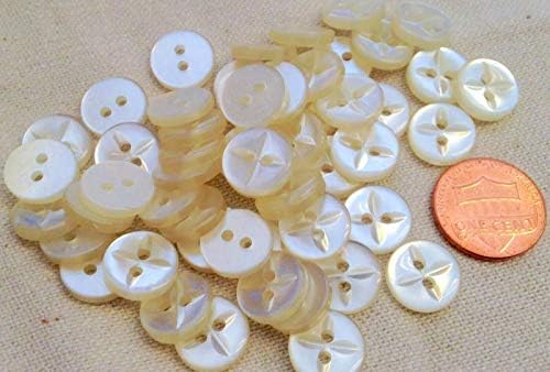 NP-24 Küçük Pearlize Krem Plastik Düğmeler Dikmek-Through Biraz Üzerinde 7/16 12mm 7137 - WHM - Düğmeler için Ev El Sanatları,