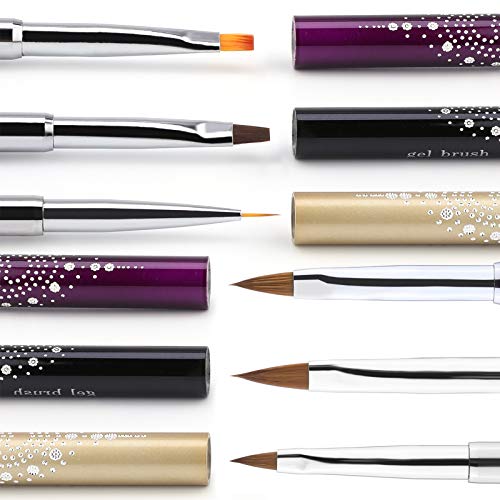 MWOOT Nail Art Naylon UV Jel Boyama Aracı için Fırçalar, 3 Adet Profesyonel Manikür Çift Uçlu Boyama Fırça Kalem, Tırnak Tasarım