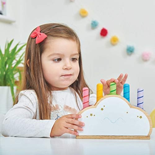 Le Oyuncak Van-Ahşap Bebek Duyusal Petilou Gökkuşağı Bulut Pop Basın ve Yayın Oyuncak / Eğitici Bebek Duyusal Montessori Yürümeye