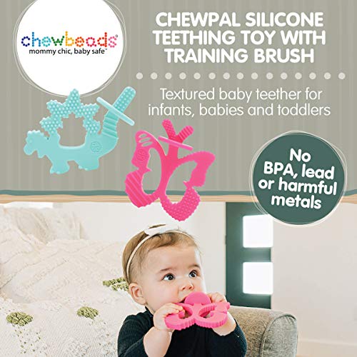Chewbeads - Chewpal-Bebekler, Bebekler ve Küçük Çocuklar için Eğitim Fırçalı %100 Silikon Diş Çıkarma Oyuncağı-Dokulu Bebek Diş