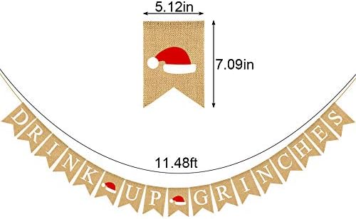 Rainlemon Jüt Çuval Bezi İçecek Up Grinches Banner Noel Tatil Parti Mantel Şömine Çelenk Dekorasyon