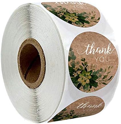 1 İnç Yuvarlak Kraft Kağıt Çiçekler Teşekkür Ederim Çıkartmalar Mühür Etiketleri 500 Adet / rulo Scrapbooking Çıkartmaları Hediye