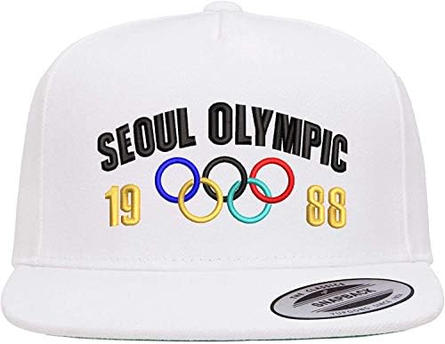 Üst Düzey Giyim Seul Olimpiyat 1988 Logo İşlemeli Yapılandırılmış Flatbill Snapback Beyzbol Şapkası