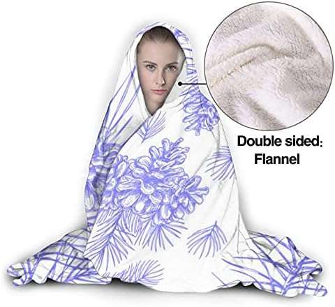 Kontrast Koyu Mavi Giyilebilir Kapüşonlu Battaniye Süper Yumuşak Peluş Polar Atmak Battaniye Kadın Hediye ıçin Rahat Kaput Pelerin
