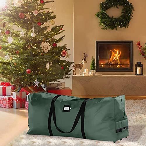 Baoblaze Haddeleme Büyük Noel Ağacı saklama çantası ile Tekerlekler ve Kolları Duffle Çanta için Noel Demonte Ağaçları-Yeşil
