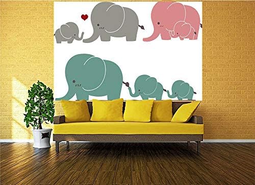 100x100 inç duvar resmi,aile Aşk Teması Sevimli Tatlı Filler Anneler Günü Tema Bebek Çocuk Dekoratif Kabuğu ve Sopa Kendinden