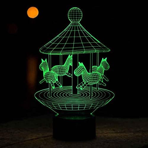 3D Atlıkarınca Led Gece Lambası Optik Illusion Modern Gece Lambası El Yapımı Lambalar Hediye Çocuk Odası Lamba Yaratıcı Lamba