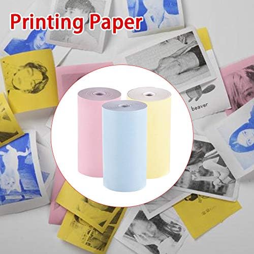 Mini termal kağıt rulosu Seti 3 Renk Doğrudan Termal Kağıt Taşınabilir fotoğraf yazıcısı Etiket Memo Makbuz kağıt Yazıcı Süpermarket,