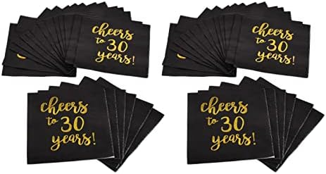 LAJS Siyah Peçete, Dekorasyon 30. Doğum Günü Peçeteleri Zarif Görünüm Altın Harflerle Parçalanabilir Partiler için Künye Kutlamalar