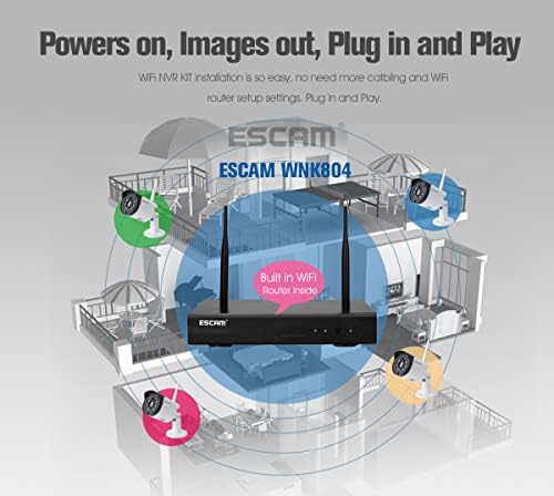 ESCAM WNK804 8CH Wifi NVR Güvenlik Gözetleme Sistemi Kiti, 8 adet 3MP Kablosuz WiFi IP Kamera, ev Açık cctv güvenlik kamera sistemi