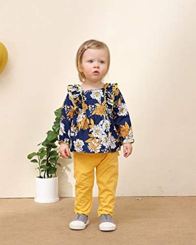 Toddler Bebek Kız Giysileri Çiçek Üstleri Gömlek Çiçek Hoodie Pantolon Kıyafet Seti Sonbahar Giysileri
