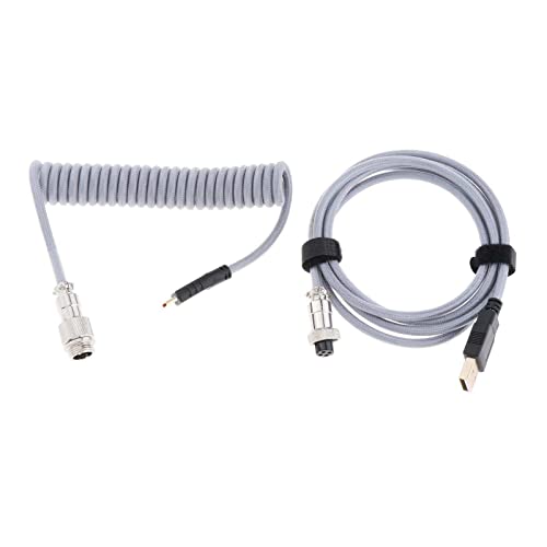 Homyl Sarmal Kablo Tel Mikro Tip C'den USB'ye Mekanik Klavye Cep Telefonu için Metal Konektör-Gri