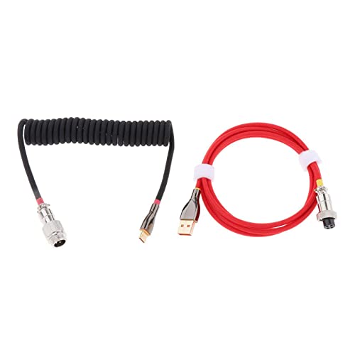 Mekanik Klavye Cep Telefonu için USB A Metal Konektörüne Homyl Sarmal Kablo Tel Mikro Tip C-Siyah Kırmızı