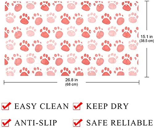 Sevimli Kırmızı Köpek Paws Desen Banyo Duş Mat Küvet Çocuk Mat (14.7x26. 9 in) Vantuz ve Drenaj Delikleri ile Banyo Duşlar için,