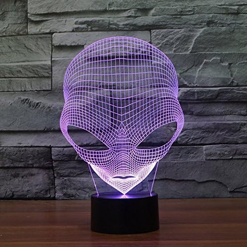 3D Alien Illusion LED Gece Lambası, WONFAST 7 Renk Kademeli Değişen Optik Illusion Akrilik Lamba USB Dokunmatik Başucu Masa Lambası