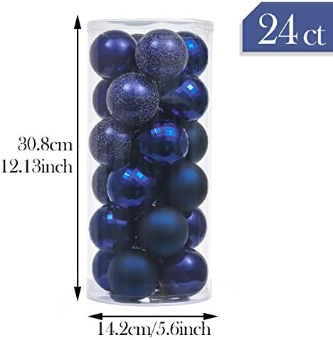 Valery Madelyn 24ct 60mm Trendy Mavi Noel Topu Süsler Dekor, Kırılmaz Noel Ağacı Süsler Noel Dekorasyon için