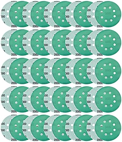5 İnç Zımpara Diskleri 8 Delik ıslak Kuru Film Yeşil Hat kanca ve döngü 2000 Grit Tozsuz Rastgele Orbital Zımpara Kağıdı araba