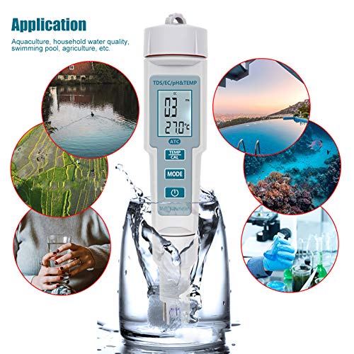 Dijital PH ölçer, 4 in 1 PH TDS EC Sıcaklık Testi Su Kalitesi Test Cihazı Içme Suyu, Havuz, Laboratuvar, Akvaryum, bira Bira