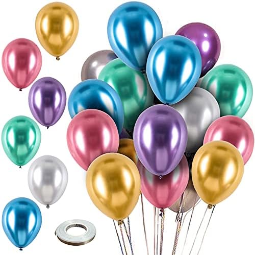 Krom Metalik Lateks Parti Balonlar, 62 paket 12 inç Renkli Metalik Balonlar Doğum Günü Bebek Duş Mezuniyet Noel Partisi Dekorasyon
