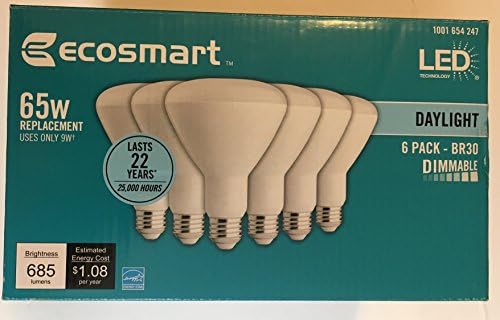 EcoSmart 65W Eşdeğer Gün Işığı BR30 Kısılabilir LED Ampul (6'lı Paket)
