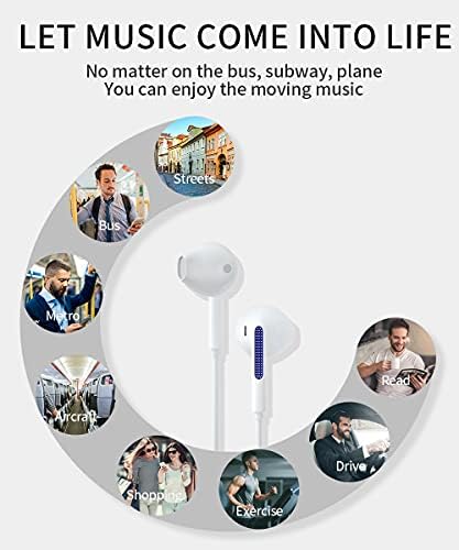Kulakiçi Kulaklıklar, Mikrofonlu Kulaklıklar 3.5 mm Kablolu Kulak İçi Kulaklık Fişi ile Dahili Mikrofon ve Ses Kontrolü iPhone,iPad,iPod,PC,MP3/4,Android