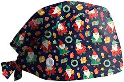 Noel Fırçalama Düğmeleri ile Kadınlar için Caps At Kuyruğu Tutucu ve Ter Bandı Ayarlanabilir Şerit Türban Şapka Bere Uzun Saç