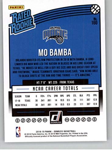 2018-19 Donruss Holo Sarı Lazer Basketbol 160 Mo Bamba SER/25 Orlando Sihirli Puan Çaylak Resmi NBA Ticaret Kartı Panini Amerika