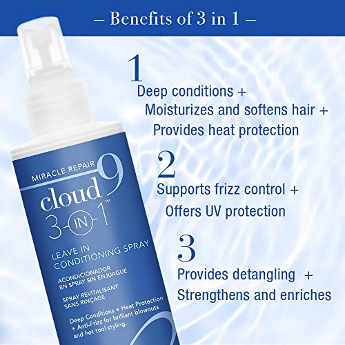 Bulut 9 mucize onarım 3-in-1 ısı koruyucu ve bırakın-İn klima sprey için parlak patlamalar ve Anti-Bukle saç