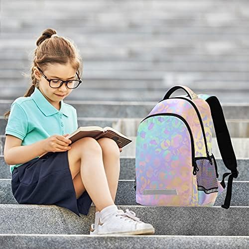Glaphy Gökkuşağı Leopar Baskı Sırt Çantaları Dizüstü Okul Kitap Çantası Hafif Sırt Çantası Erkekler Kadınlar Gençler Çocuklar