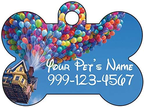 Up Balon Evi Özel Evcil Hayvan Kimliği Köpek Etiketi Kişiselleştirilmiş w/ Evcil Hayvanınızın Adı ve Numarası