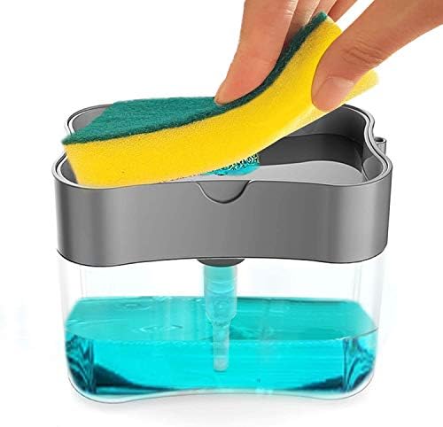 Bulaşık sabunluk için Mutfak Sabun pompalı dağıtıcı 2 in1 Sünger Tutucu, anında Dolum Dayanıklı Paslanmaz Tezgah Üstü Lavabo