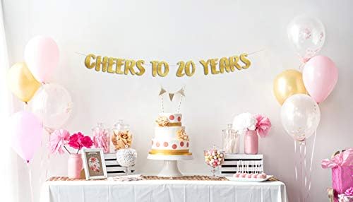 Sterling James A. Ş. Şerefe 20 Yıl Altın Glitter Banner-20th Yıldönümü ve Doğum Günü Partisi Süslemeleri