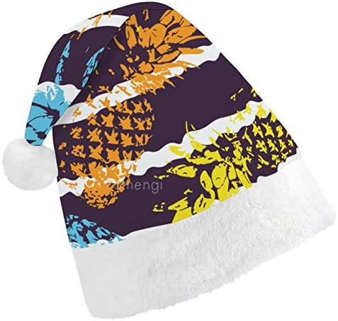 Noel Santa Şapka, Soyut Ananas Şerit Noel Tatil Şapka Yetişkinler için, Unisex Konfor Noel Şapkalar için Yeni Yıl Şenlikli Kostüm