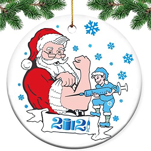2021 Noel Ağacı Süsler Noel Baba Süsler Büyük 3 Yuvarlak Seramik Noel Ağacı Dekorasyon Hediye Çift Taraflı Baskılı Noel Ağacı