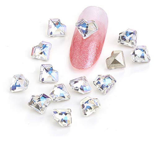 ZHUZI Kalp Şekli Glitter AB Kristal Sivri Alt Şekilli Kalp Elmas Takı Nail Art Rhinestones DIY Süsler Tırnak Dekor(09)